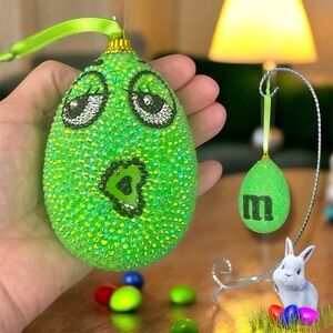 Easter Egg, Vase Filler, Egg Tree Hanger, Green Beaded Ornament, M&M, Candy